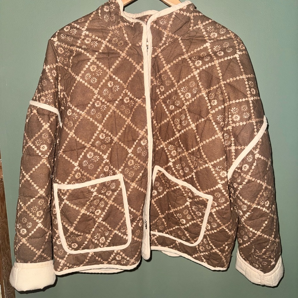 Free People Brown and Cream Chloe Jacket